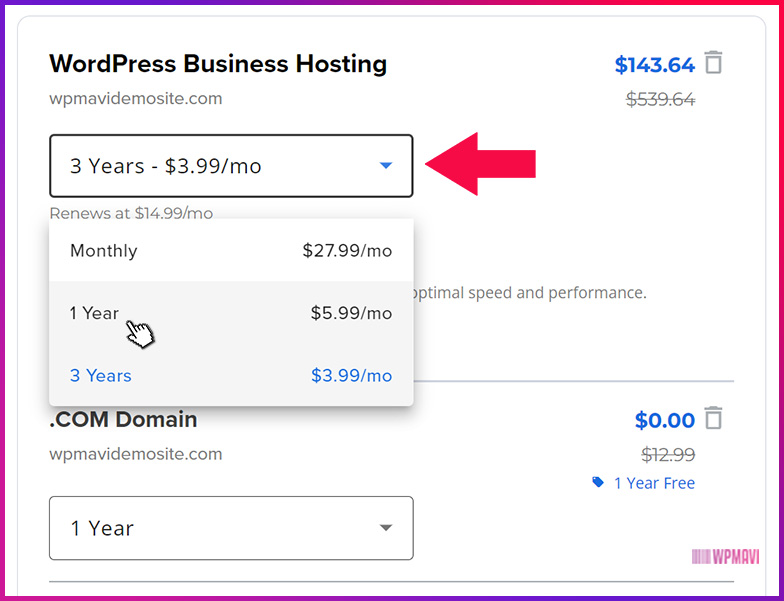 WordPress Site Kurmak - Hosting için Süre Seçimi
