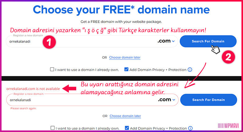 Alan Adı Arama – WordPress Site Yapımı