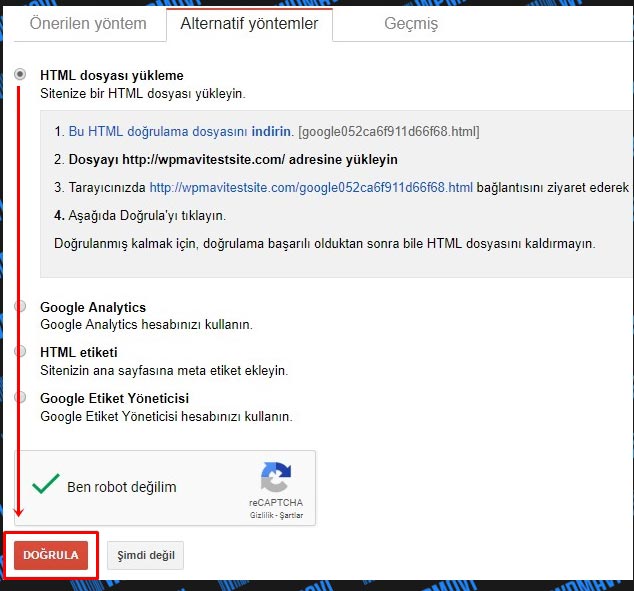 Google Site / Blog Kaydı Doğrula