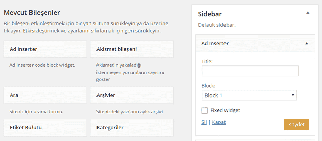 Wordpress Yan Panele Reklam Ekleme