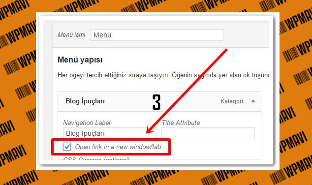 Wordpress Menü Linklerini Yeni Sayfada Açma