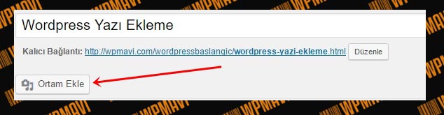 Wordpress Yazı Ekleme - Ortam Ekleme Butonu