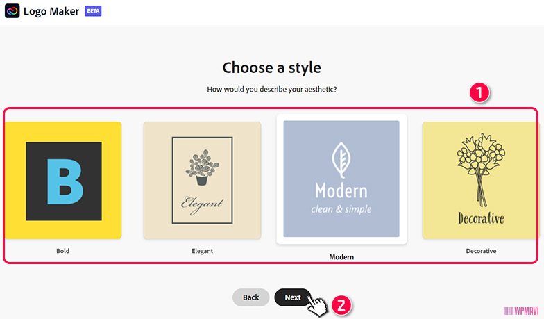 Logo Tasarım Ücretsiz Program Adobe Express - Stil Seçimi