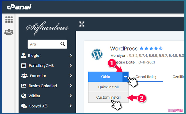 Blog Nasıl Açılır - WordPress Kurulum Butonu