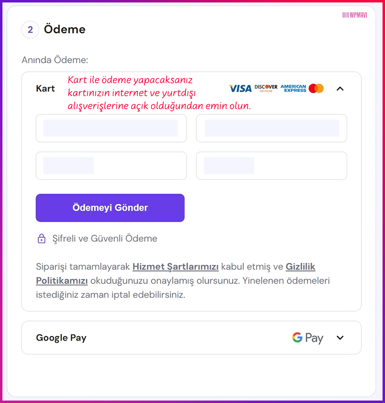 elementor ile site yapımı - Ödeme Yöntemi Seçimi