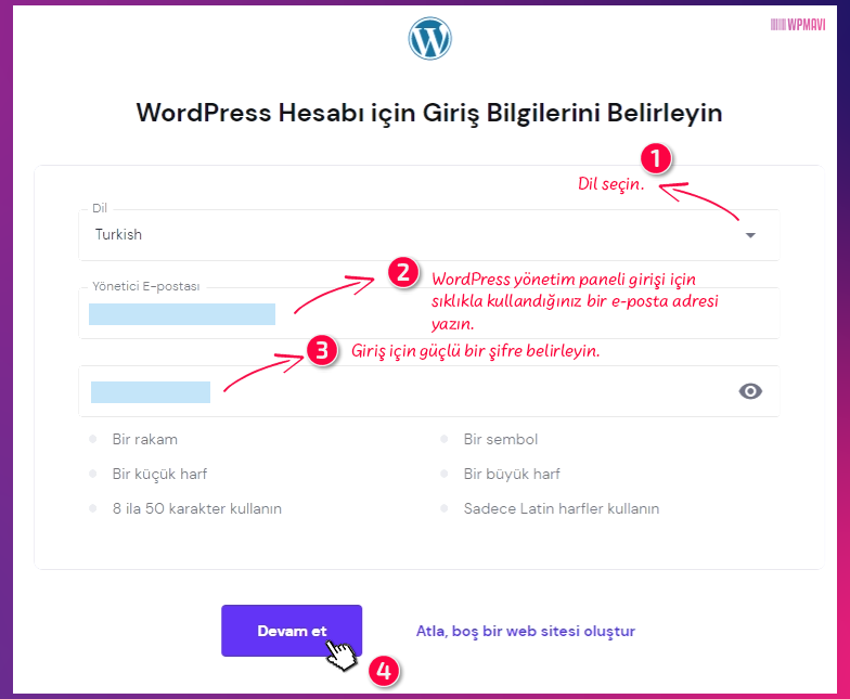 elementor ile site yapmak - WordPress Yönetim Paneli için Giriş Bilgileri Belirleme