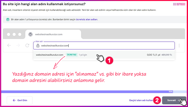elementor ile site yapmak - Alınabilir Domain Adresi