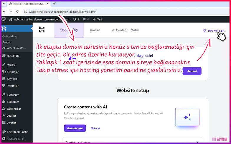 elementor ile web sites kurmak - Geçici Domain Adresi