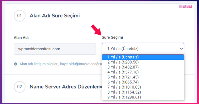 Emlak Sitesi Kurmak İstiyorum - Domain İçin Süre Seçimi