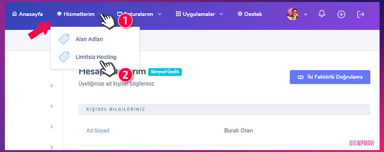 Emlak Web Tasarım - cPanel'e Ulaşma Adım 1