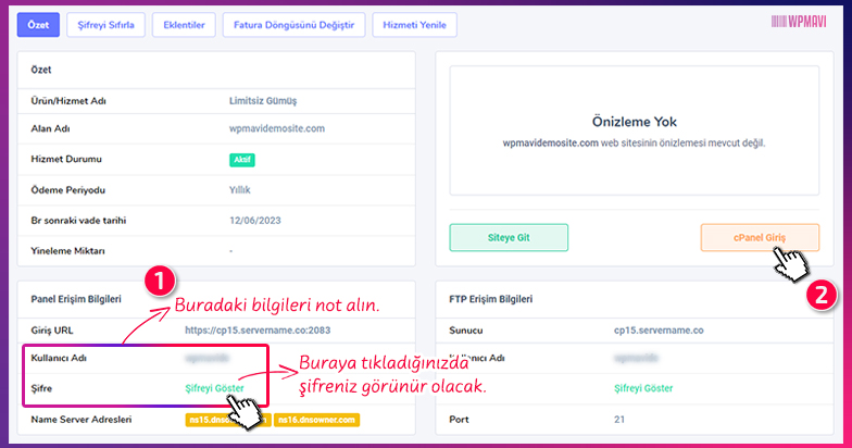 Şirket Sitesi Kurma - cPanel'e Ulaşma Adım - 3 Şirket Sitesi Kurma - cPanel'e Ulaşma Adım - 3