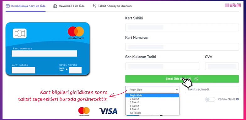 Portföy Sitesi - Hosting ve alan Adı için Ödeme Ekranı