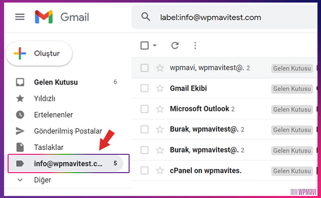 gmailde ayrı bir şekilde görünen profesyonel e posta hesabı klasörü
