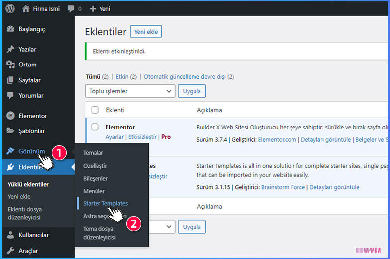Şirket İnternet Sitesi Kurma - Admin Paneli > Görünüm > Starter Templates Şirket İnternet Sitesi Kurma - Admin Paneli > Görünüm > Starter Templates