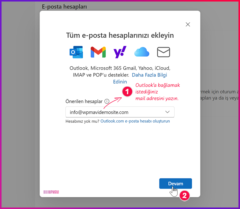 Outlooka şirket maili bağlama - Outlook Şirket Maili Kurma 2. Adım