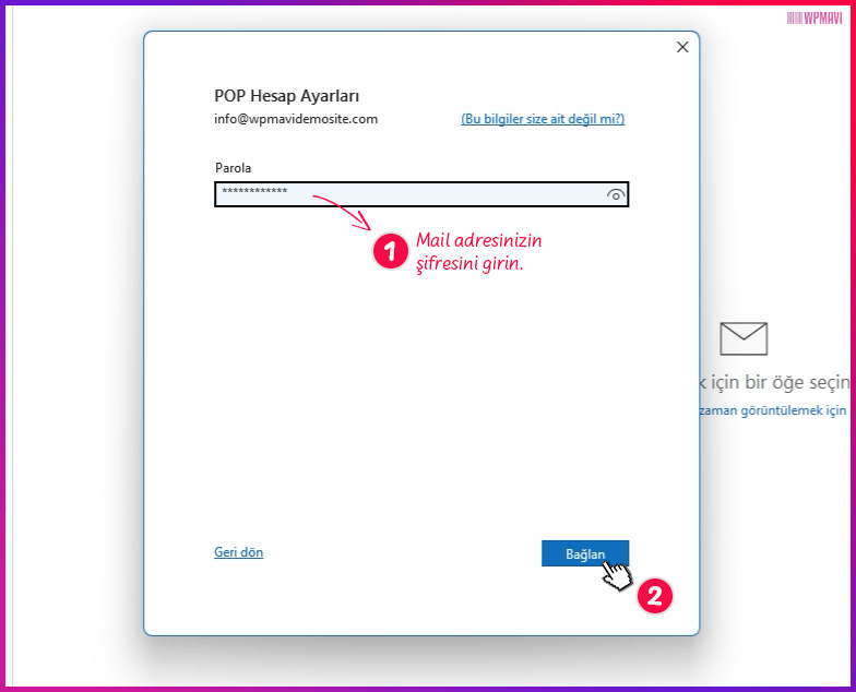 info maili outlooka bağlama - Outlook Şirket Maili Kurma 4. Adım