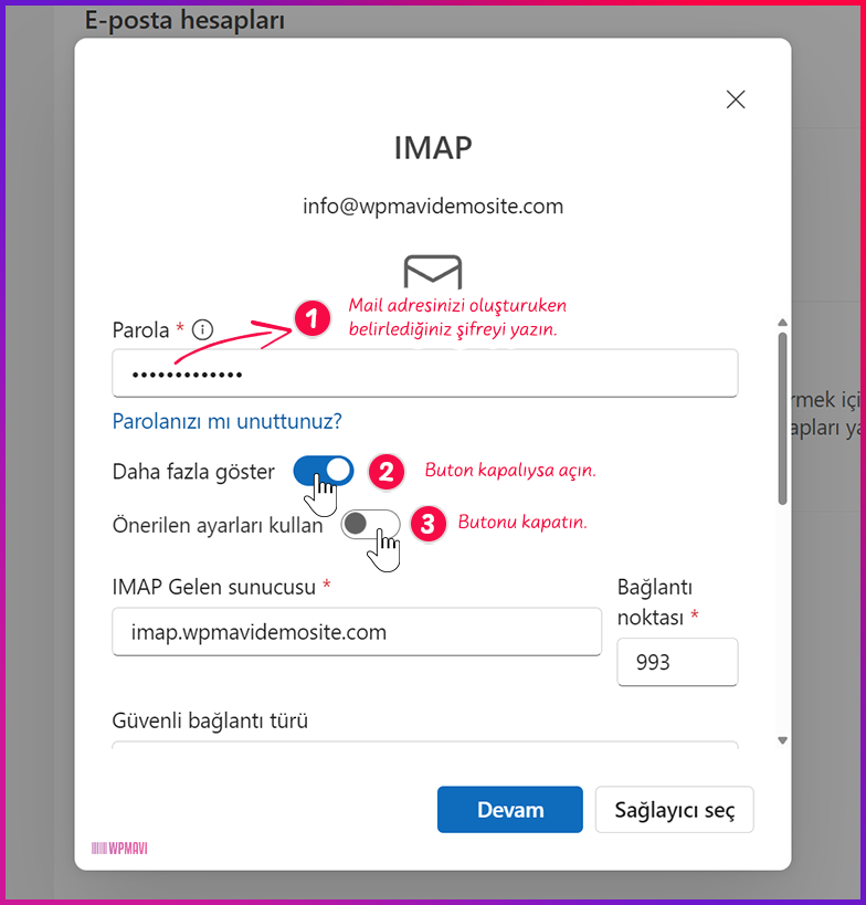 info maili outlooka bağlama - Outlook Şirket Maili Kurma 4. Adım