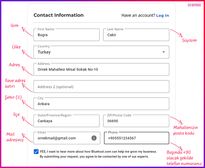 şirket maili açma - iletişim formu