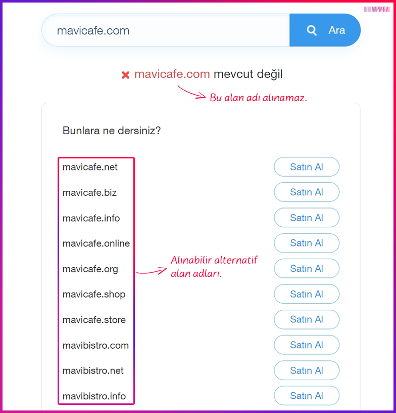 wix ile web sitesi kurmak - Alınamaz Alan Adı ve Alınabilir Alternatifleri