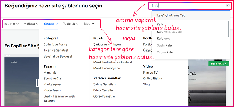 wix web tasarım - Hazır Site Şablonu Bulma Seçenekleri