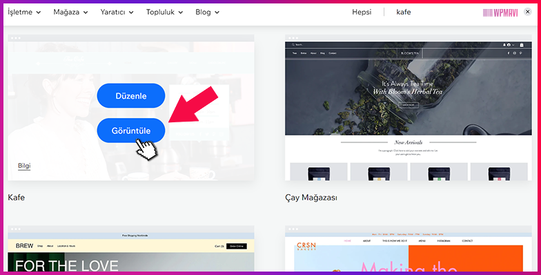 wix ile web sitesi kurma - Hazır Şablonu Görüntüleme ve İnceleme