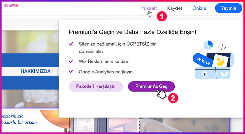 wix ile site yapmak - Premium'a Yükseltme