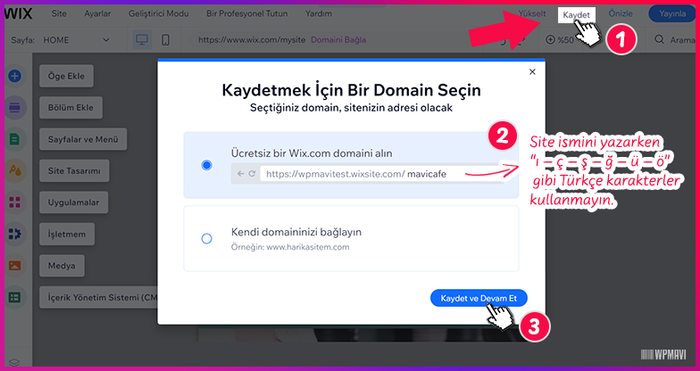 wix tasarım - Site Kaydetme