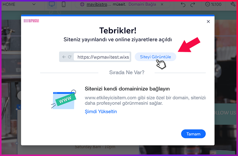 wix site kur - Yayınlanan Siteyi Görüntüleme