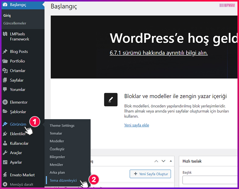 WordPress mobil sayfa yakınlaştırma 1. adım