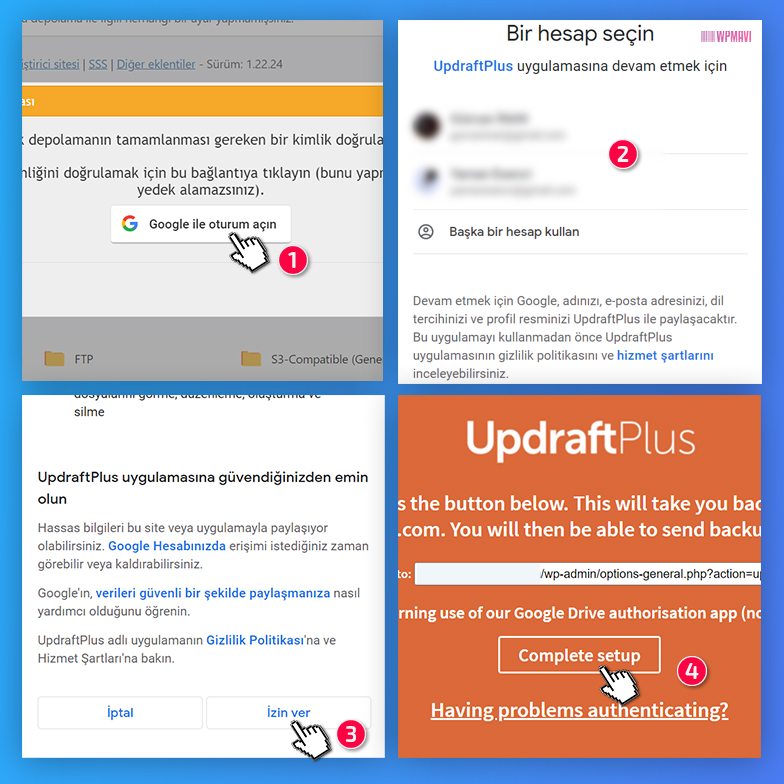 WordPress Yedek- UpdraftPlus Eklentisini Google Drive Hesabına Bağlama