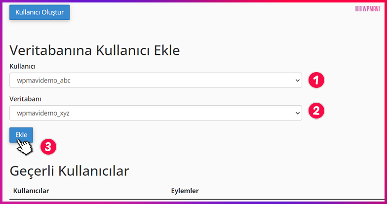 wordpress hosting taşıma - Veritabanına Kullanıcı Ekleme