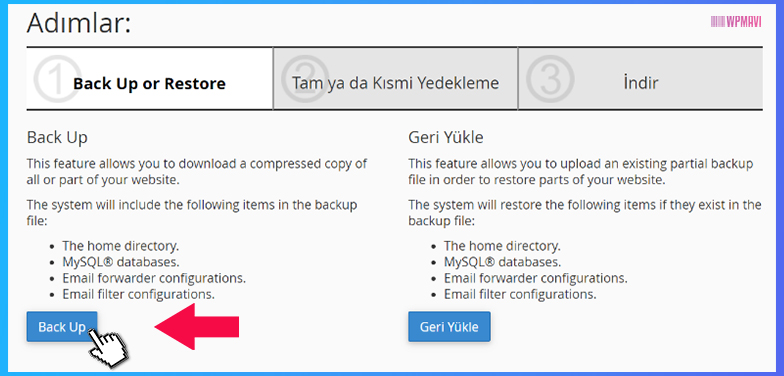 WordPress Site Yedek Alma - Backup Butonu