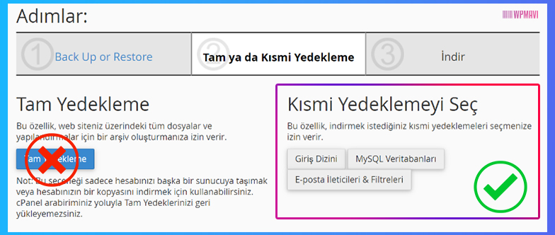 WordPress Site Yedeği Nasıl Alınır - cPanel Kısmi Yedekleme